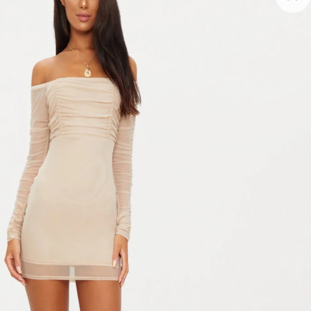 Pretty Little Thing Stone Mesh Dress